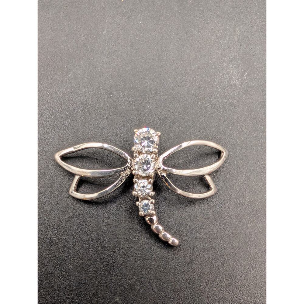 Dainty 925 Sterling Silver Dragonfly Pendant CZ Open Wing Insect Jewelry 1"